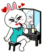 Cony doing make-up.