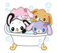 Sutoroberiusa,Komugiusa, Pandausa & Buruberiusa in a bathtub.