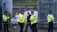 Press photo of DI Marcus Thurwell attending a crime scene (1998).