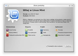 Ekran powitalny w Linux Mint 15, w środowisku KDE