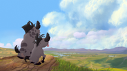 Two hyenas overlook the Pride Lands