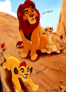 Simba, Kion and Kiara in a book adaption