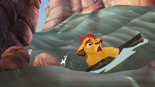 Kion floats downstream