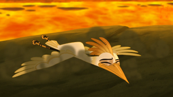 The vultures knock Ono out of the air.