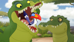 Zazu offers himself in place of Kion.