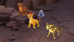The Lion Guard and the Night Pride work together to defeat Makucha's army.