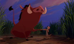 Timon and Pumbaa become traveling companions.