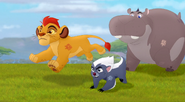 Beshte runs alongside Bunga and Kion