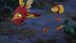 The Lion Guard chases Ma Tembo's herd.