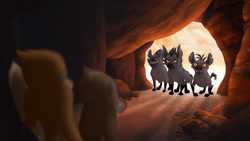 Janja, Cheezi, and Chungu trap the Traveling Baboon Show in a cave.