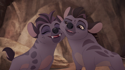 Jasiri encourages Madoa to stand against Scar during the "Kwetu Ni Kwetu" musical sequence.