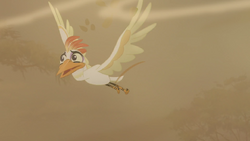 Ono flies amidst a dust devil.