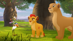 Ono informs Kion and Nala that Makuu has taken over the Flood Plains.