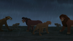 Kovu and Kiara stop the battle between the Outsiders and Simba's pride.