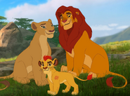 A promotional image of Simba and Nala with their son, Kion