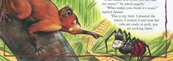 Squirrel accuses Anansi of stealing his maize.