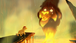 Kion uses the Roar to summon the Great Lions of the Past to judge Scar's spirit.