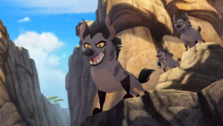 The hyenas prepare to eat a herd of impalas.