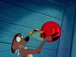 Speedy the Snail shows off his singing abilities.