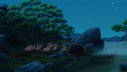 Janja's clan attempts to block an important Pride Lands water source.