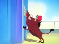 Speedy the Snail and Pumbaa attempt to escape Culinary Quint.