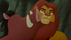 Pumbaa reunites with Simba.