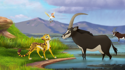Ono and Fuli persuade Bupu to move his herd to drier ground.