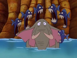 Ned before getting eaten by piranhas.