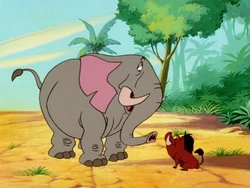 Ned offers Pumbaa an honorary spot in his clique.