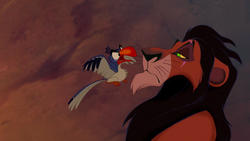 Zazu confronts Scar.