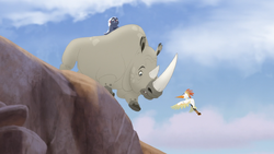 Ono saves Kifaru from walking off a cliff.