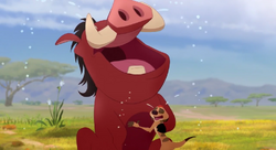 Timon and Pumbaa weep for Bunga.