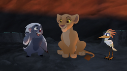 Ono and Bunga rescue Kiara from the hyenas.