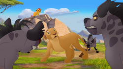 Kion finds Nala surrounded by Janja and his clan.