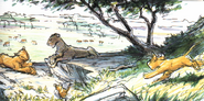 Concept artwork of Simba running to Nala