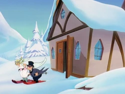 Frieda and Fronk get married while skiing.