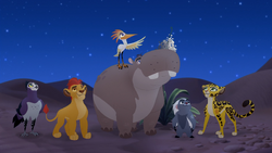 The Lion Guard admires the stars overhead.