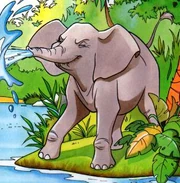 Belee sprays water at Simba.