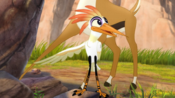 Ono reports to Kion that an infant gazelle's hoof is stuck.