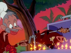 The castaway cooks Timon and Pumbaa.