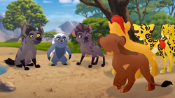 Janja and Jasiri arrive at the Tree of Life to warn the Lion Guard about Zira's attack on the Pride Lands.