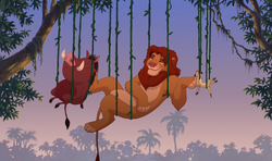 Timon, Pumbaa, and Simba embraced a carefree lifestyle while living in the jungle.
