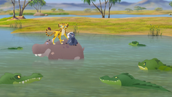 Makuu and his float trap Beshte, Bunga, and Fuli.
