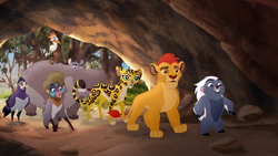 The Lion Guard meets with Seisou in a cave.
