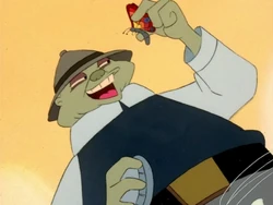 The jeweler catches the butterfly.