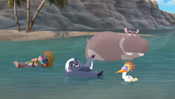Ono relaxes with his teammates at Flamingo Beach.