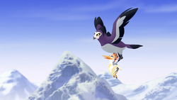 Anga rescues Ono from an avalanche.