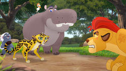 The Lion Guard confronts Kion over his aggressive behavior.