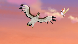 Ono and Hadithi use the Hadithi Spin to defeat the hyenas.