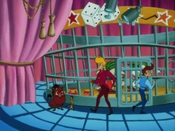 Sigmund and Lloyd break off their partnership in front of Timon and Pumbaa.